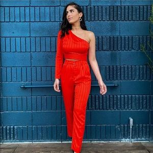 Nbd puff shoulder top in red  only worn once